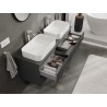 Mexen Rivel armario de baño bajo lavabo de 140 cm con encimera, 2 cajones, estriado, grafito mate - 91A20-14047-2-BFFC66