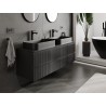 Mexen Rivel mobile da bagno sotto-lavabo 140 cm con piano, 2 cassetti, scanalato, nero opaco - 91A20-14047-2-BFFC71