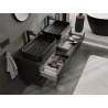 Mexen Rivel mobiletto da bagno sospeso 140 cm con piano, 2 cassetti, scanalato, nero opaco - 91A20-14047-2-BFFC71