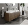 Mexen Rivel armadietto da bagno sotto lavabo 140 cm con piano, 2 cassetti, scanalato, noce - 91A20-14047-2-BFFC86