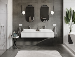 Mexen Rivel vannas istabas skapītis zem izlietnes 160 cm ar virsmu, 1 atvilktne, rievots, balts matēts - 91A20-16023-1-BFC01