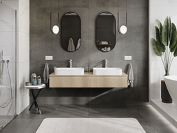 Mexen Rivel Mobile da bagno sottolavabo 160 cm con piano, 1 cassetto, scanalato, rovere - 91A20-16023-1-BFC81