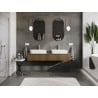 Mexen Rivel bathroom vanity cabinet 160 cm with countertop, 1 drawer, grooved, walnut - 91A20-16023-1-BFC86