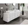 Mexen Rivel badkamerkast onder de wastafel 160 cm met blad, 2 lades, geribbeld, mat wit - 91A20-16047-2-BFFC01