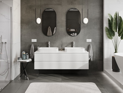Mexen Rivel bathroom cabinet under sink 160 cm with countertop, 2 drawers, grooved, white matte - 91A20-16047-2-BFFC01