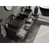 Mexen Rivel mueble de baño bajo lavabo de 160 cm con encimera, 2 cajones, estriado, negro mate - 91A20-16047-2-BFFC71