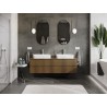 Mexen Rivel mobile da bagno sospeso sotto-lavabo 160 cm con piano, 2 cassetti, scanalato, noce - 91A20-16047-2-BFFC86