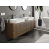 Mexen Rivel mobile da bagno sospeso sotto-lavabo 160 cm con piano, 2 cassetti, scanalato, noce - 91A20-16047-2-BFFC86