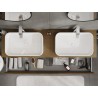 Mexen Rivel mobile da bagno sospeso sotto-lavabo 160 cm con piano, 2 cassetti, scanalato, noce - 91A20-16047-2-BFFC86
