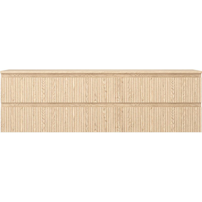 Mexen Rivel badkamerkast onder de wastafel 160 cm met blad, 2 laden, geribbeld, eiken - 91A20-16047-2-BFFC81