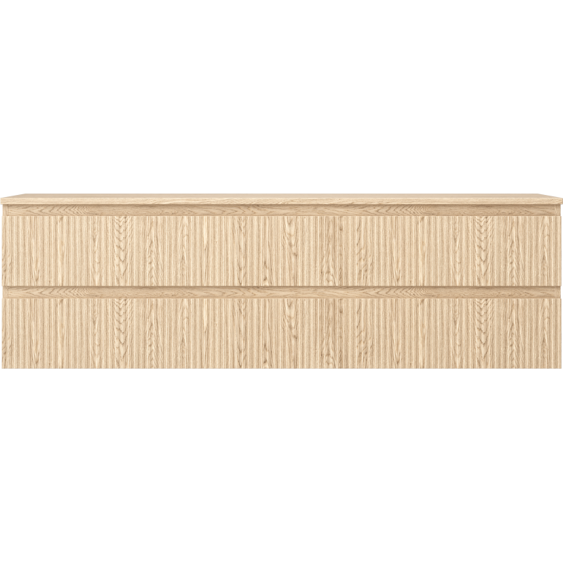 Mexen Rivel bathroom cabinet for washbasin 160 cm with countertop, 2 drawers, grooved, oak - 91A20-16047-2-BFFC81