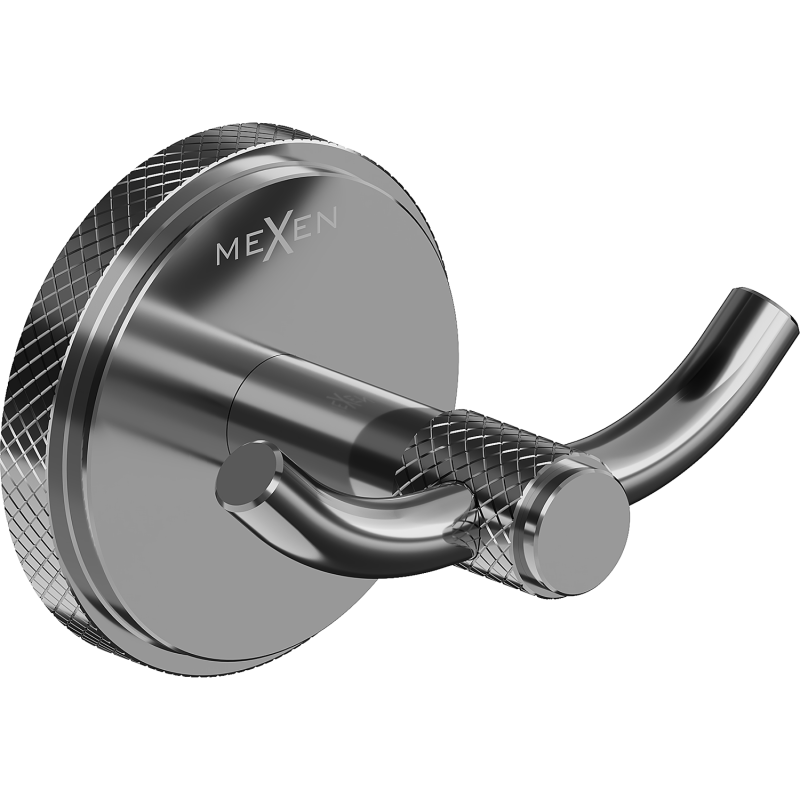 Mexen Gravo double towel hook, black chrome - 70A93012-73