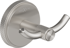 Mexen Gravo double towel hook, brushed nickel - 70A93012-97