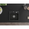 Mexen Milo 1-bowl granite sink with Rita kitchen tap, black/silver metallic - 6505-73-670300-70