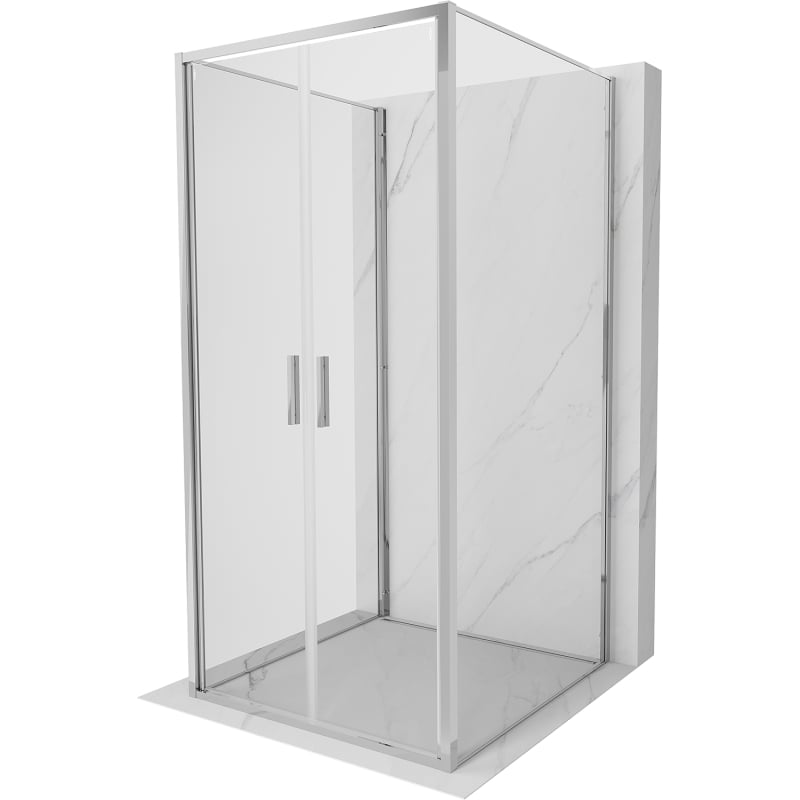 Mexen Exo-B Duo 3S cabina doccia 3 lati con apertura 70 x 70 cm, trasparente, cromo - 814-070-070-01-00-3S