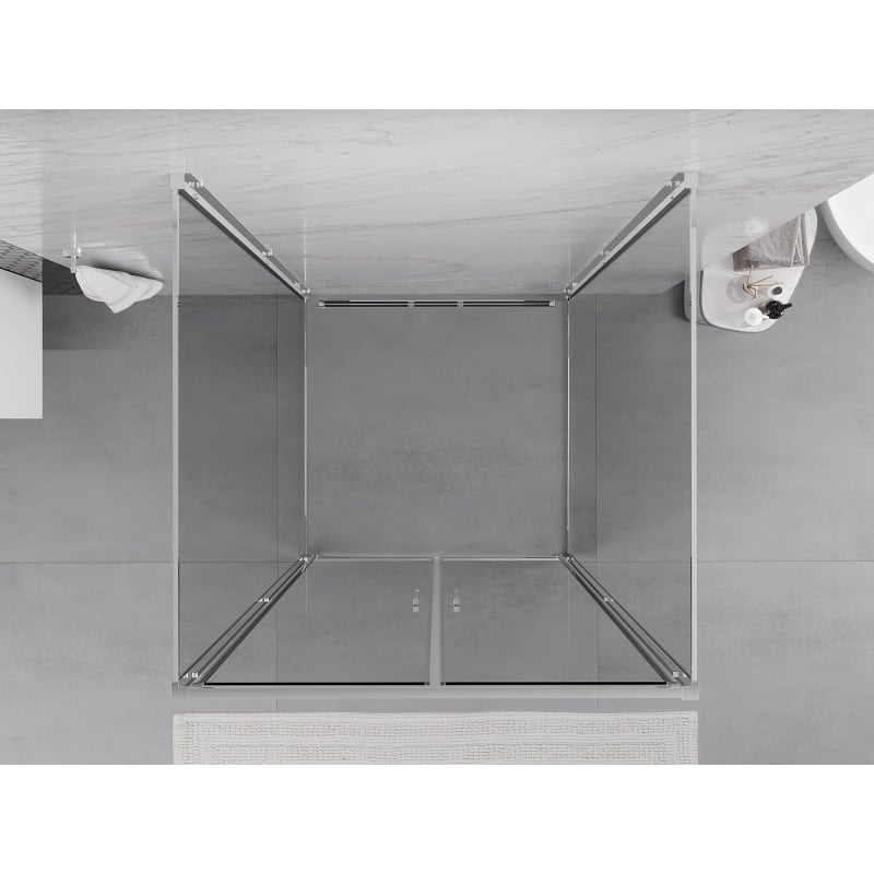 Mexen Exo-B Duo 3S cabina doccia 3 lati con apertura 70 x 70 cm, trasparente, cromo - 814-070-070-01-00-3S