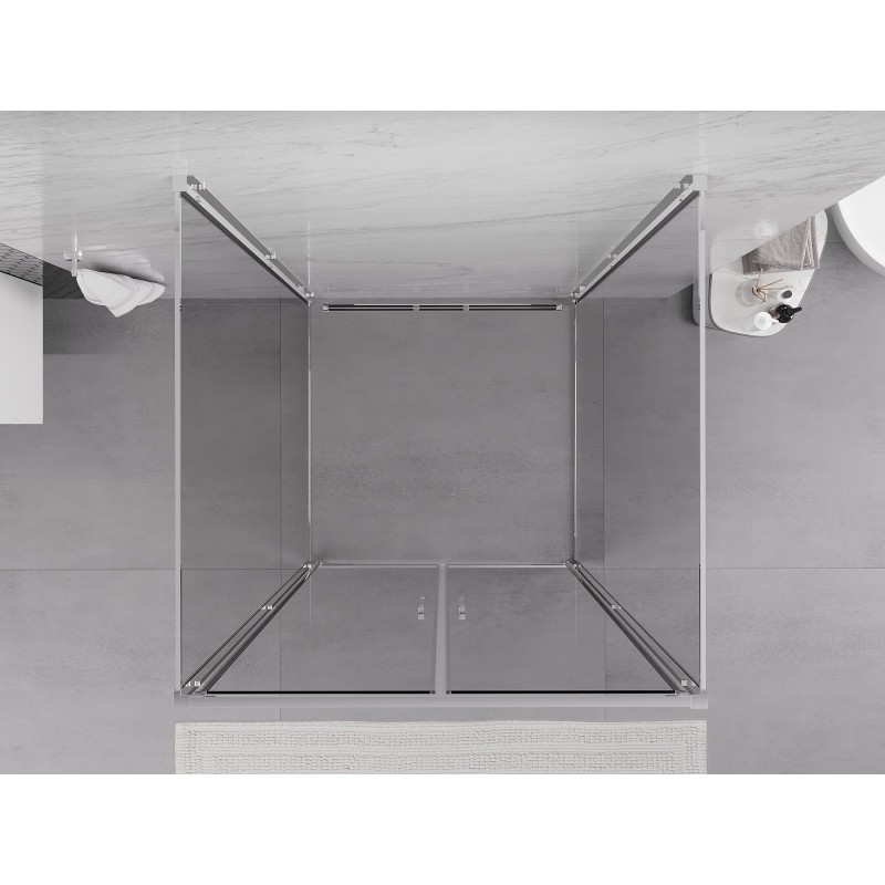 Mexen Exo-3S kabina prysznicowa 3-ścienna uchylna 100 x 100 cm, transparent, chrom - 814-100-100-01-00-3S