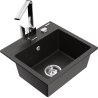 Mexen Milo granitische spoelbak met één compartiment en keukenkraan Rita, zwart/goud metallic - 6505-75-670300-00