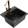 Mexen Milo granite sink single bowl with Rita kitchen tap, black/gold metallic - 6505-75-670300-50-B