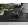Mexen Milo granitische spoelbak met 1 bak en keukenmengkraan Rita, zwart/gouden metallic - 6505-75-670300-50-B