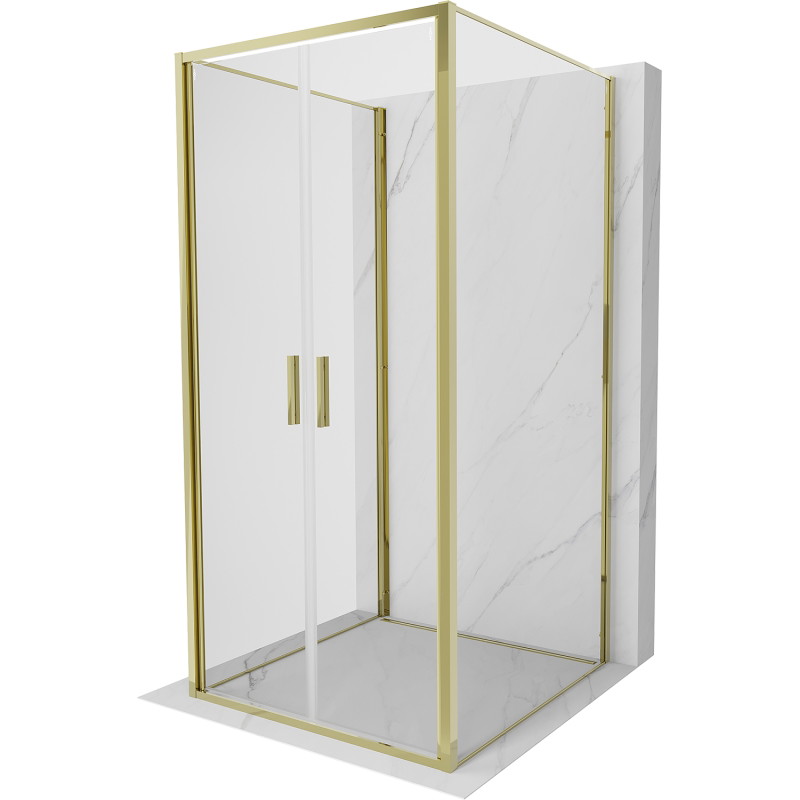 Mexen Exo-B Duo 3S kabina prysznicowa 3-ścienna uchylna 80 x 80 cm, transparent, złota - 814-080-080-50-00-3S