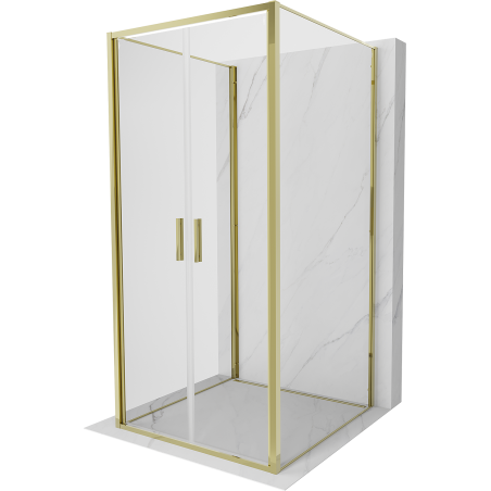Mexen Exo-B Duo 3S cabina doccia a 3 lati con anta battente 80 x 80 cm, trasparente, dorata - 814-080-080-50-00-3S