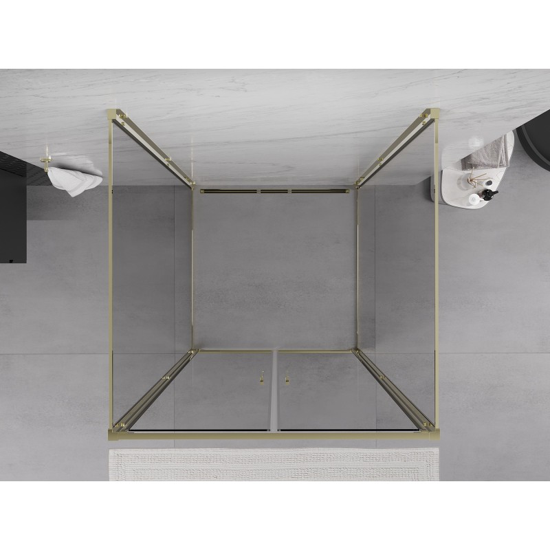 Mexen Exo-3S kabina prysznicowa 3-ścienna uchylna 90 x 90 cm, transparent, złota - 814-090-090-50-00-3S