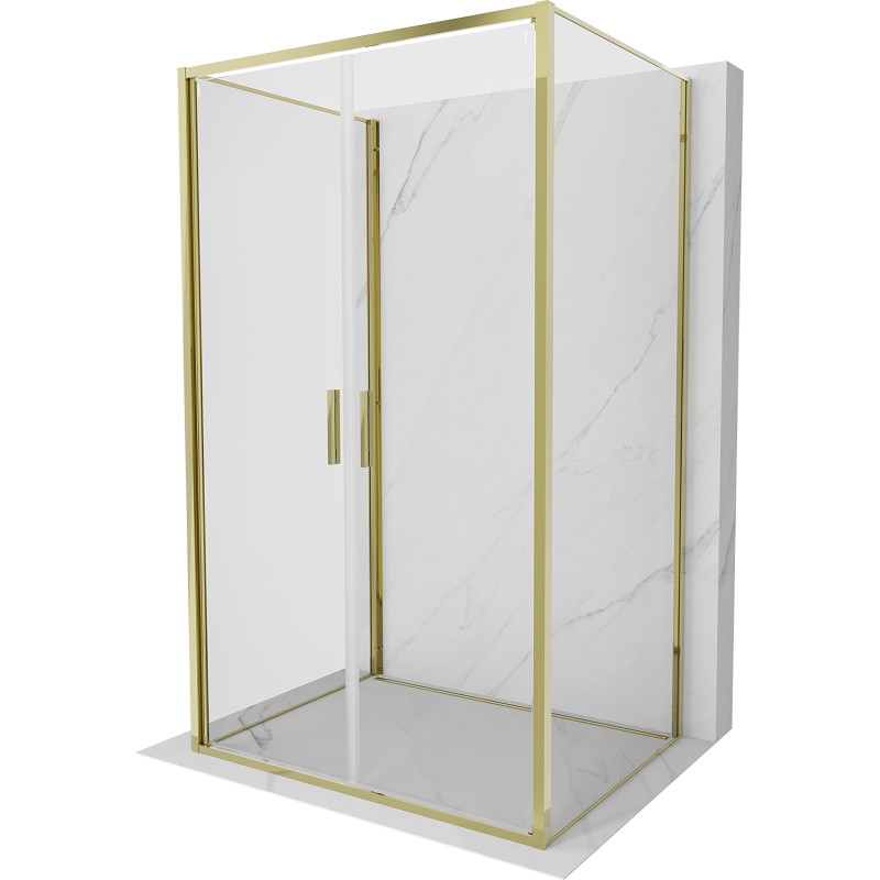 Mexen Exo-B Duo 3S 3-seitige Duschkabine, schwenkbar, 90 x 70 cm, transparent, gold - 814-090-070-50-00-3S