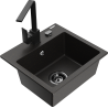Mexen Milo 1-bowl granite kitchen sink with Rita tap, black/gold metallic - 6505-75-670300-70-B