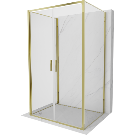 Mexen Exo-B Duo 3S cabina doccia con 3 pareti apribili 80 x 90 cm, trasparente, oro - 814-080-090-50-00-3S
