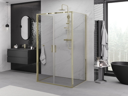 Mexen Exo-B Duo 3S Duschkabine 3-seitig schwenkbar 70 x 100 cm, transparent, golden - 814-070-100-50-00-3S