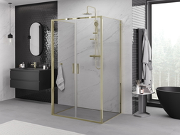 Mexen Exo-3S trīsdaļīga dušas kabīne, verama, 90 x 95 cm, caurspīdīga, zelta - 814-090-095-50-00-3S