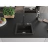 Mexen Milo granite kitchen sink 1-bowl with Rita kitchen faucet, black/golden metallic - 6505-75-670300-70