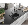 Mexen Milo fregadero de granito de 1 cubeta con grifo de cocina Rita, negro moteado - 6505-76-670300-00