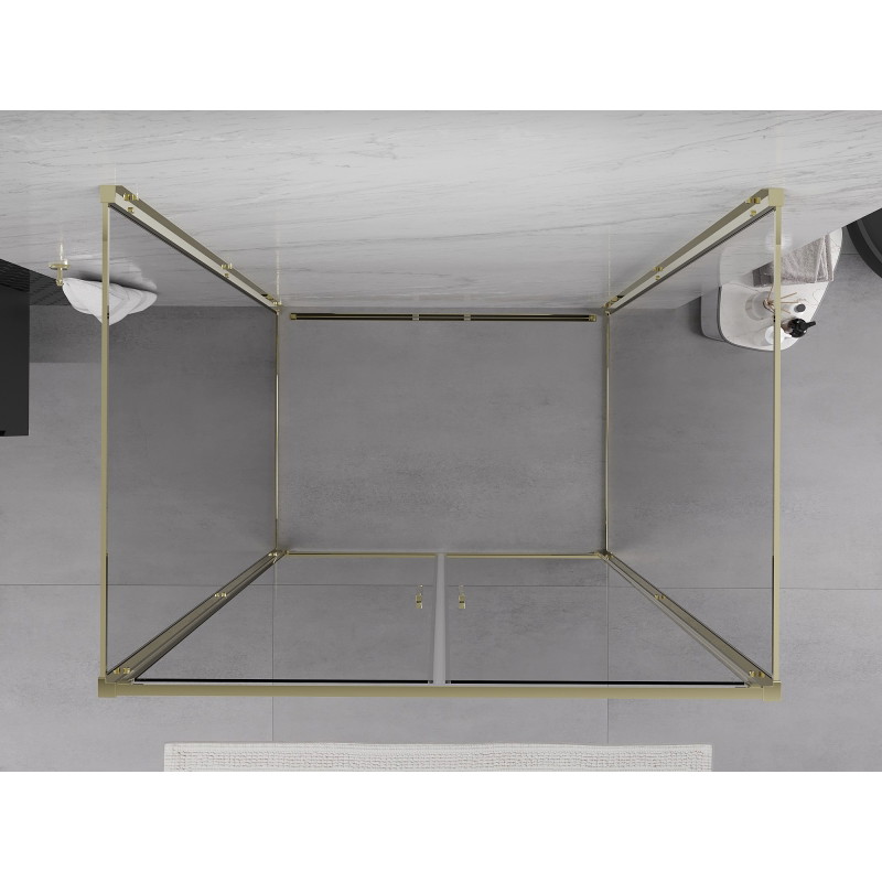 Mexen Exo-B Duo 3S καμπίνα ντους 3-πλευρική ανοιγόμενη 110 x 75 cm, διαφανής, χρυσή