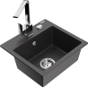 Mexen Milo fregadero de granito de 1 cubeta con grifo de cocina Rita, negro moteado - 6505-76-670300-00