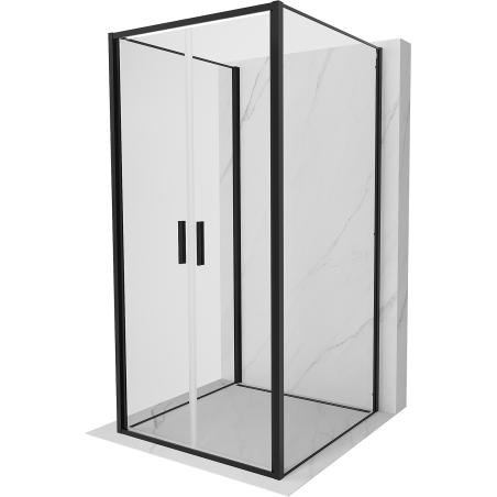 Mexen Exo-B Duo 3S 3-sienu dušas kabīne, atverama, 70 x 70 cm, caurspīdīga, melna - 814-070-070-70-00-3S