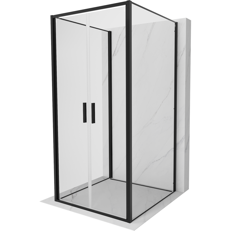 Mexen Exo-3S kabina prysznicowa 3-ścienna uchylna 80 x 80 cm, transparent, czarna - 814-080-080-70-00-3S