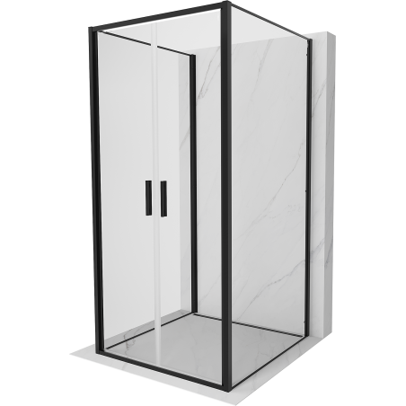 Mexen Exo-B Duo 3S 3-seinäinen suihkukaappi, 110 x 110 cm, kirkas, musta - 814-110-110-70-00-3S