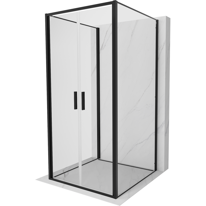 Mexen Exo-3S kabina prysznicowa 3-ścienna uchylna 120 x 120 cm, transparent, czarna - 814-120-120-70-00-3S