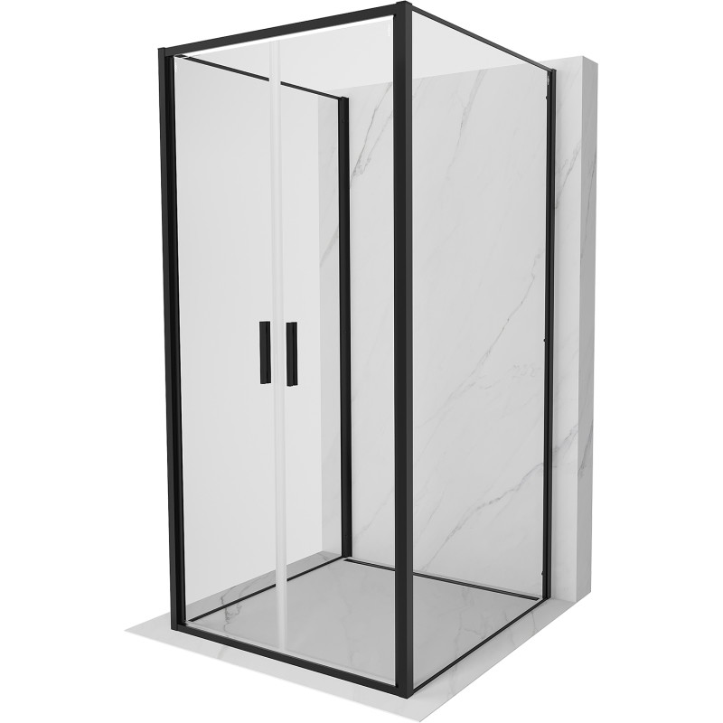 Mexen Exo-B Duo 3S kabina prysznicowa 3-ścienna uchylna 120 x 120 cm, transparent, czarna - 814-120-120-70-00-3S