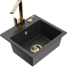 Mexen Milo 1-Bowl Granite Sink with Rita Kitchen Tap, Black Speckled - 6505-76-670300-50