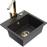 Mexen Milo granite kitchen sink 1-bowl with Rita kitchen faucet, black speckled - 6505-76-670300-50