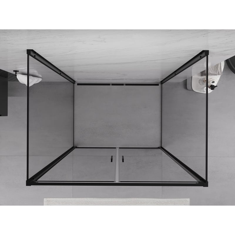 Mexen Exo-B Duo 3S cabina doccia a 3 lati con anta battente 70 x 85 cm, trasparente, nera - 814-070-085-70-00-3S