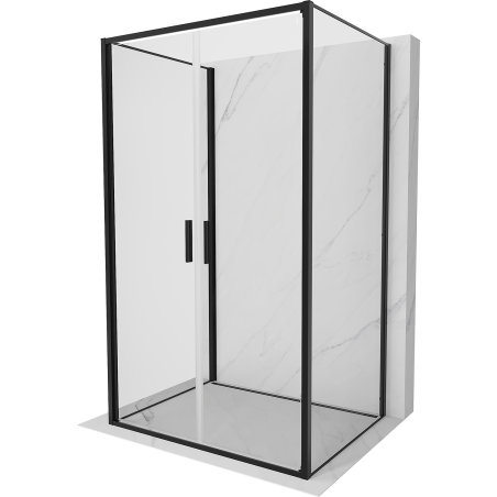Mexen Exo-B Duo 3S cabina doccia a 3 lati con anta battente 70 x 85 cm, trasparente, nera - 814-070-085-70-00-3S