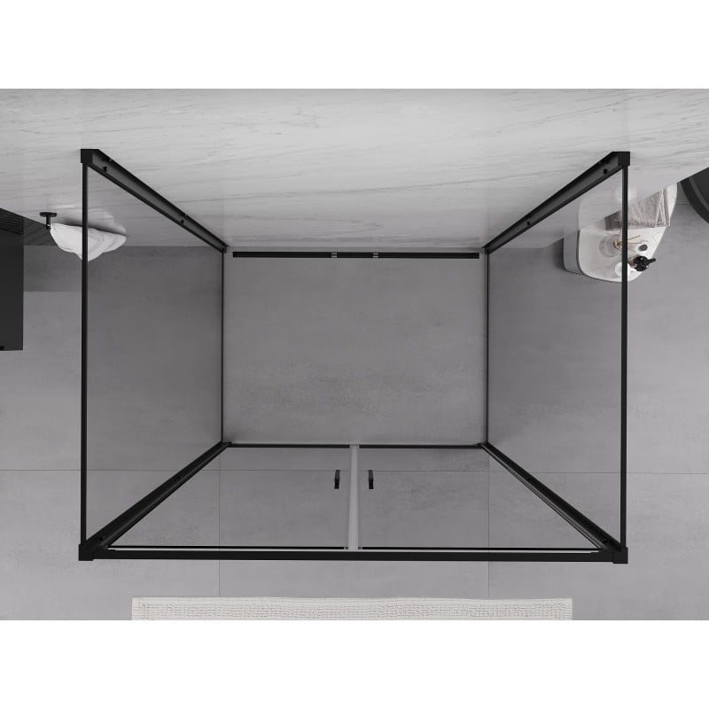 Mexen Exo-3S kabina prysznicowa 3-ścienna uchylna 100 x 95 cm, transparent, czarna - 814-100-095-70-00-3S