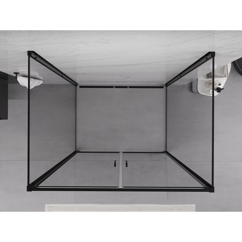 Mexen Exo-3S 3-sivuinen taitettava suihkukaappi 110 x 75 cm, kirkas, musta - 814-110-075-70-00-3S