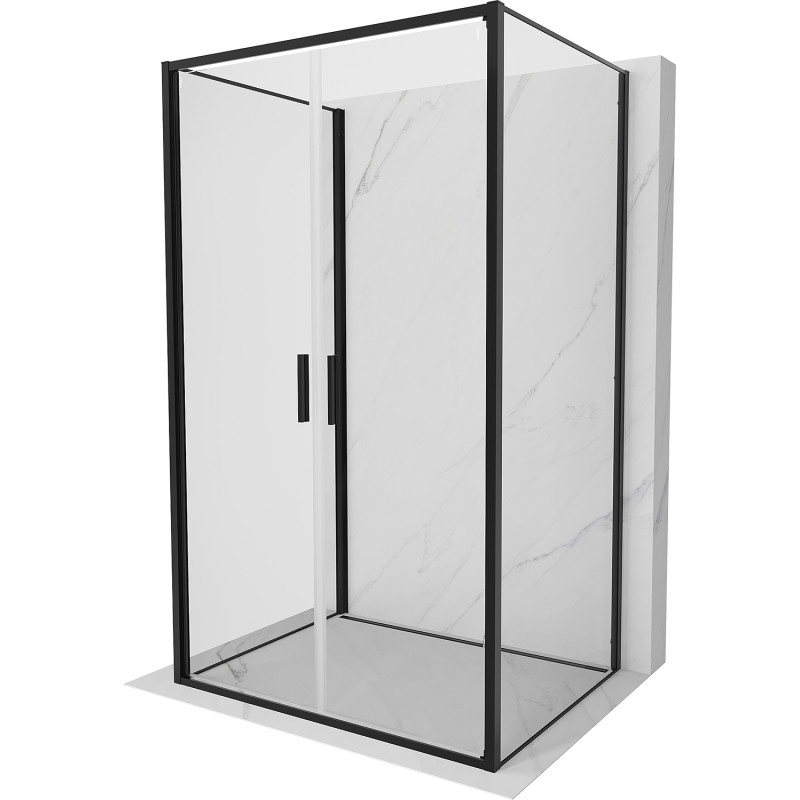 Mexen Exo-B Duo 3S cabine de duche de 3 paredes, porta de abrir, 120 x 100 cm, transparente, preta - 814-120-100-70-00-3S