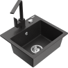 Mexen Milo fregadero de granito de 1 cubeta con grifo de cocina Rita, negro moteado - 6505-76-670300-76
