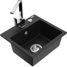 Mexen Milo 1-bowl granite sink with Rita kitchen tap, black - 6505-77-670300-00
